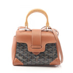Goyard Handbag Saigon Mini 2-Way Black Brown Canvas Leather Soft