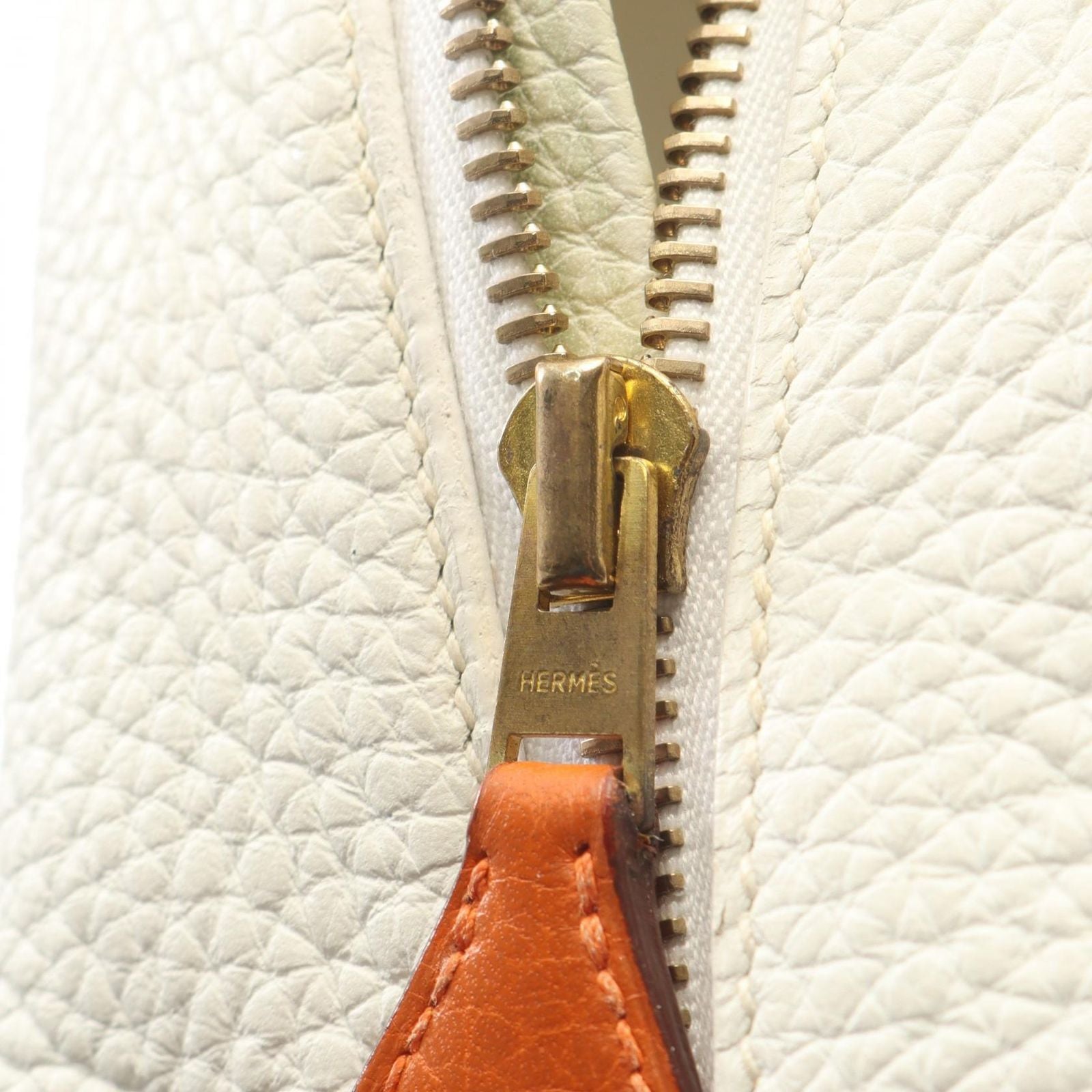 Hermes Handbag Plume 32 Bicolor White Potiron Leather 32