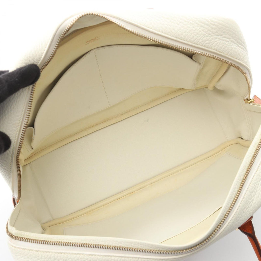 Hermes Handbag Plume 32 Bicolor White Potiron Leather 32