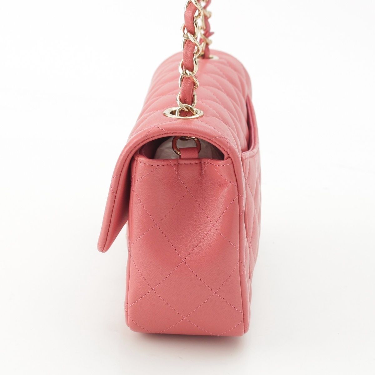 Chanel Mini Quilted 20 Lambskin Charm Chain Shoulder Bag Pink