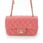 Chanel Mini Quilted 20 Lambskin Charm Chain Shoulder Bag Pink