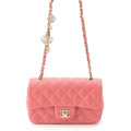 Chanel Mini Quilted 20 Lambskin Charm Chain Shoulder Bag Pink