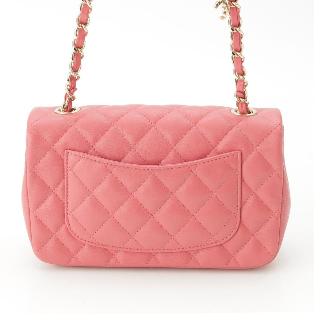 Chanel Mini Quilted 20 Lambskin Charm Chain Shoulder Bag Pink