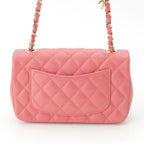 Chanel Mini Quilted 20 Lambskin Charm Chain Shoulder Bag Pink