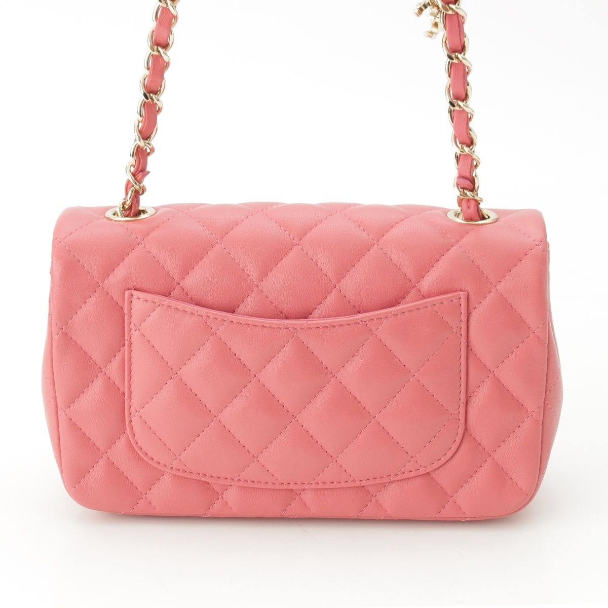 Chanel Mini Quilted 20 Lambskin Charm Chain Shoulder Bag Pink