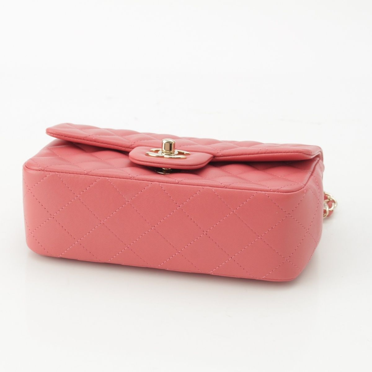Chanel Mini Quilted 20 Lambskin Charm Chain Shoulder Bag Pink