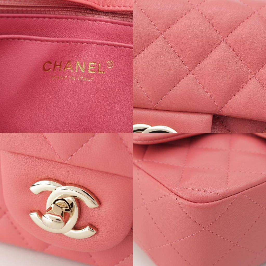 Chanel Mini Quilted 20 Lambskin Charm Chain Shoulder Bag Pink