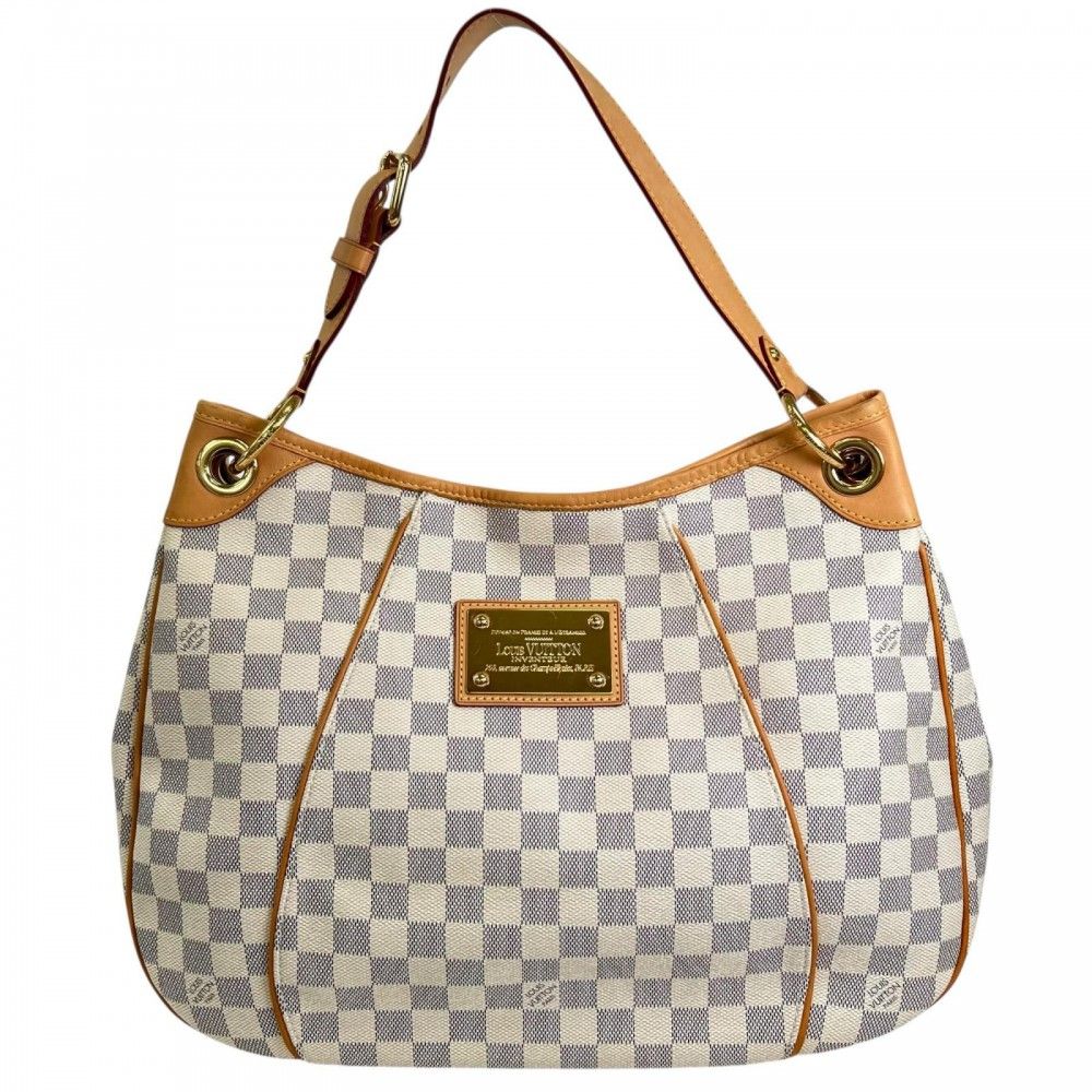 Louis Vuitton Shoulder Bag Galleria PM Damier Azur Canvas White Gold