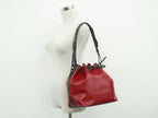 Louis Vuitton LV Petit Noe Epi Leather Shoulder Bag Castilian Red Noir Black
