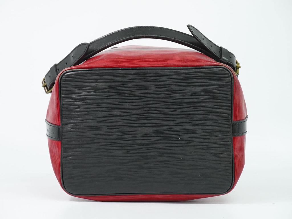 Louis Vuitton LV Petit Noe Epi Leather Shoulder Bag Castilian Red Noir Black