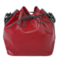 Louis Vuitton LV Petit Noe Epi Leather Shoulder Bag Castilian Red Noir Black