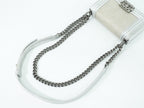 Chanel Boy CC Logo Chain Shoulder Bag Pochette Garu Sha Leather Metallic Silver