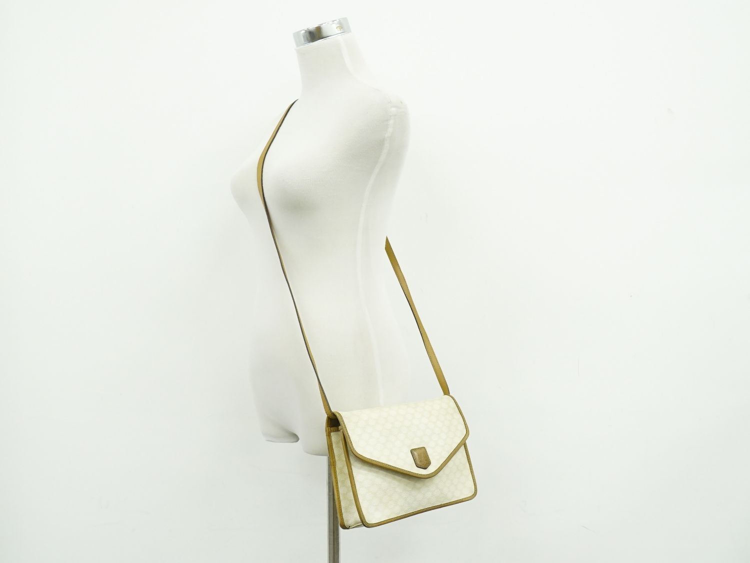 Celine Macadam 2-Way Shoulder Bag Clutch Pochette White
