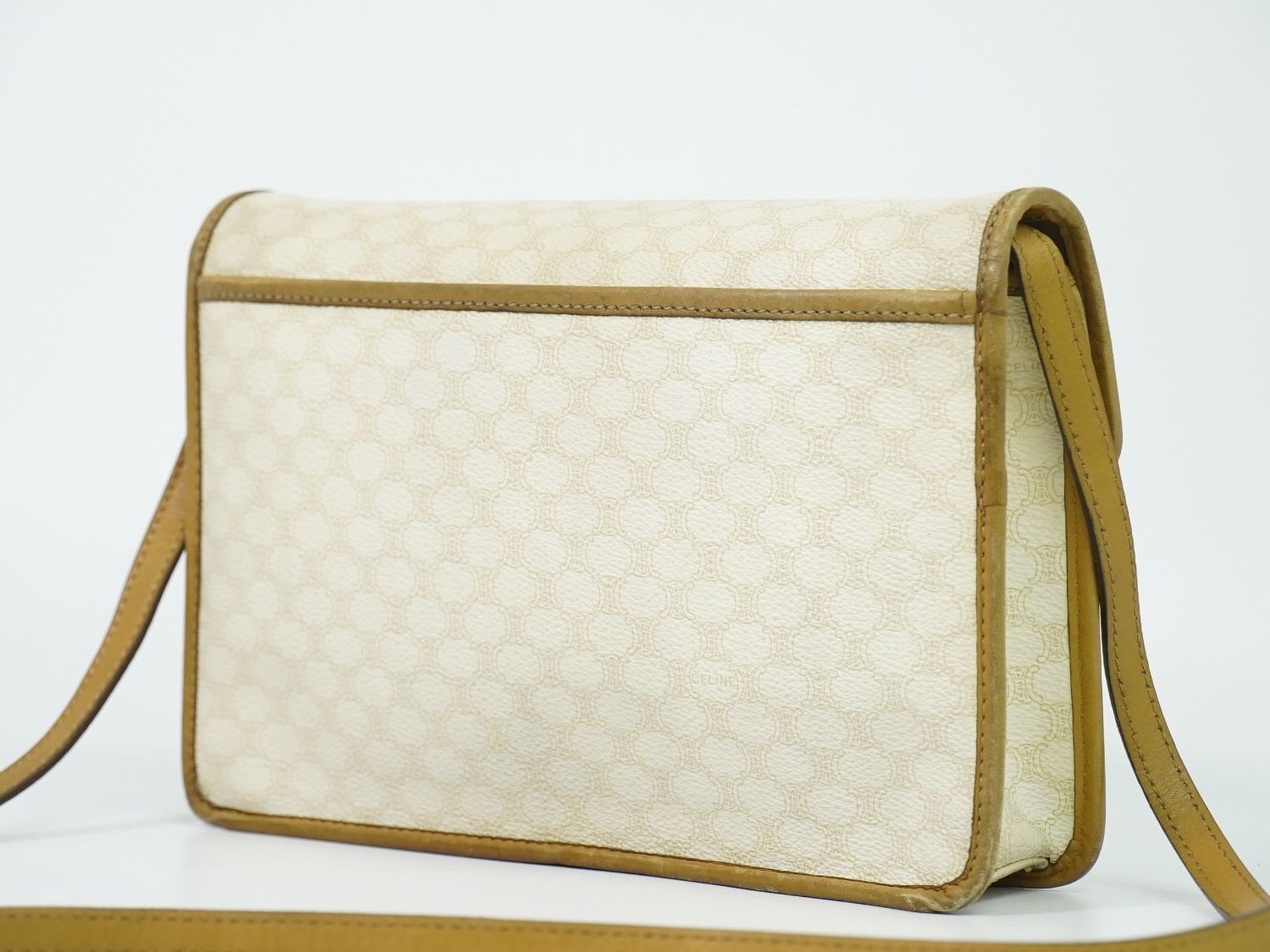 Celine Macadam 2-Way Shoulder Bag Clutch Pochette White