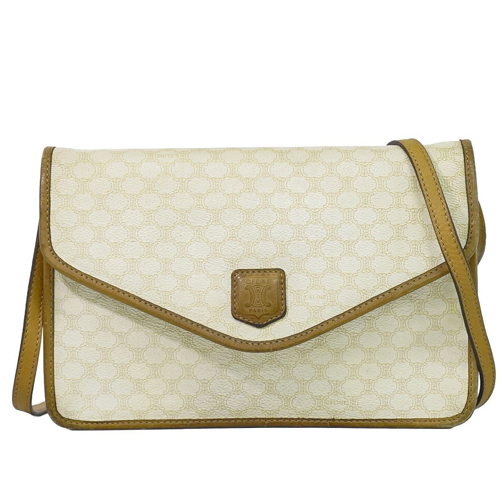 Celine Macadam 2-Way Shoulder Bag Clutch Pochette White