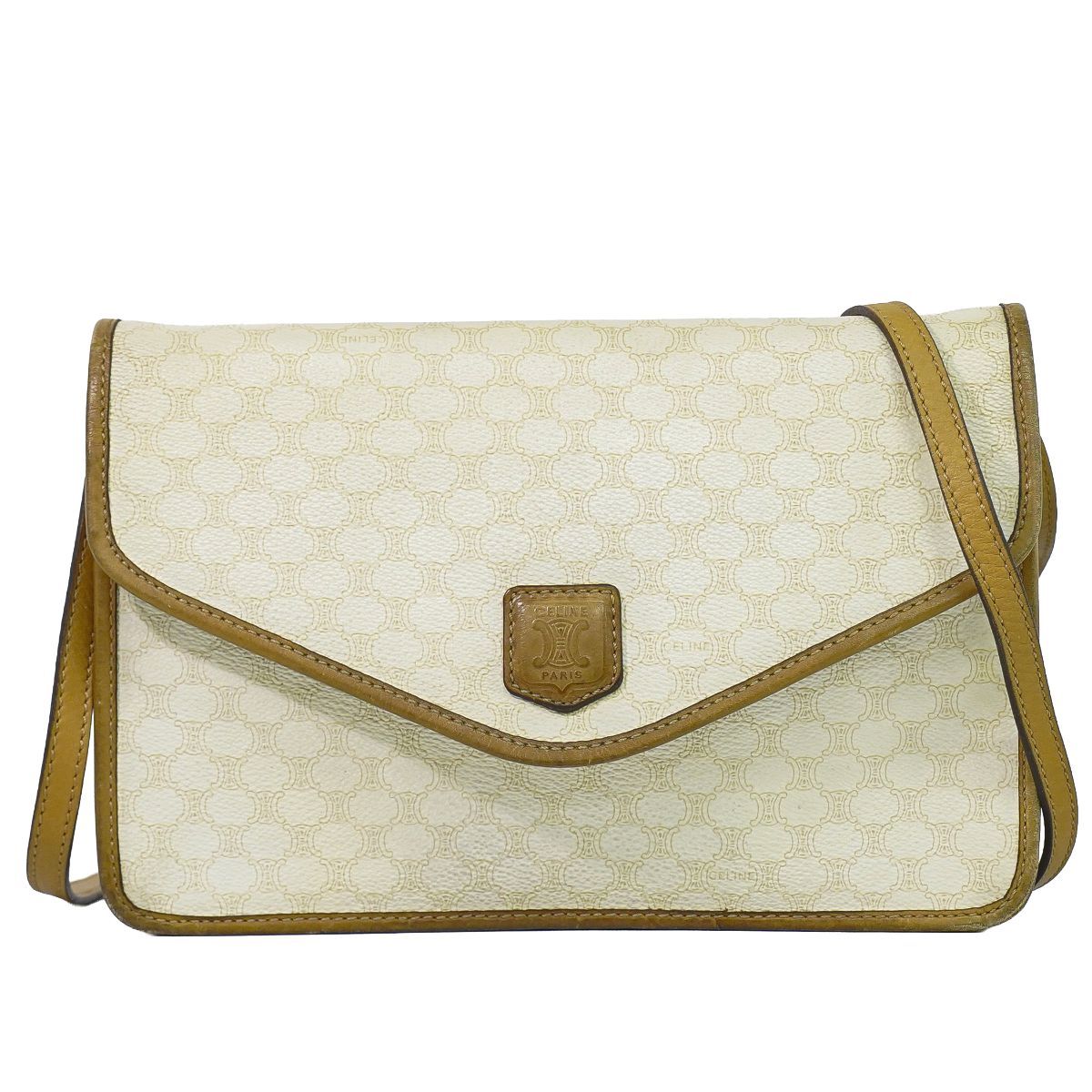 Celine Macadam 2-Way Shoulder Bag Clutch Pochette White