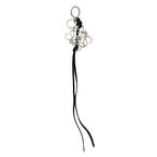 Loewe Ten Key Ring Charm Anagram Silver Black Key Holder Metal Leather Logo