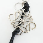 Loewe Ten Key Ring Charm Anagram Silver Black Key Holder Metal Leather Logo