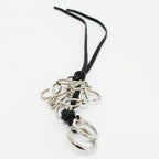 Loewe Ten Key Ring Charm Anagram Silver Black Key Holder Metal Leather Logo