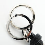 Loewe Ten Key Ring Charm Anagram Silver Black Key Holder Metal Leather Logo