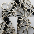 Loewe Ten Key Ring Charm Anagram Silver Black Key Holder Metal Leather Logo