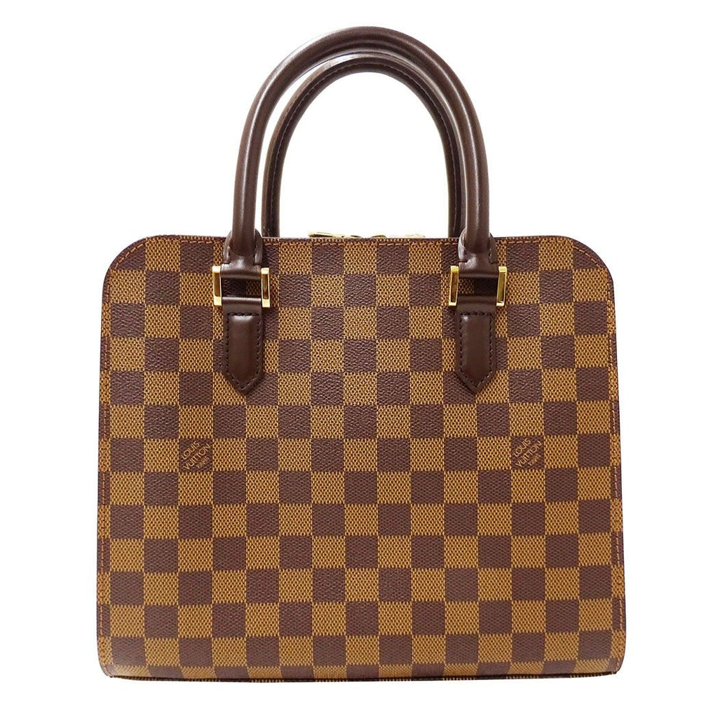 Louis Vuitton Bag Handbag Damier Canvas Triana Brown Handle Adult Outing