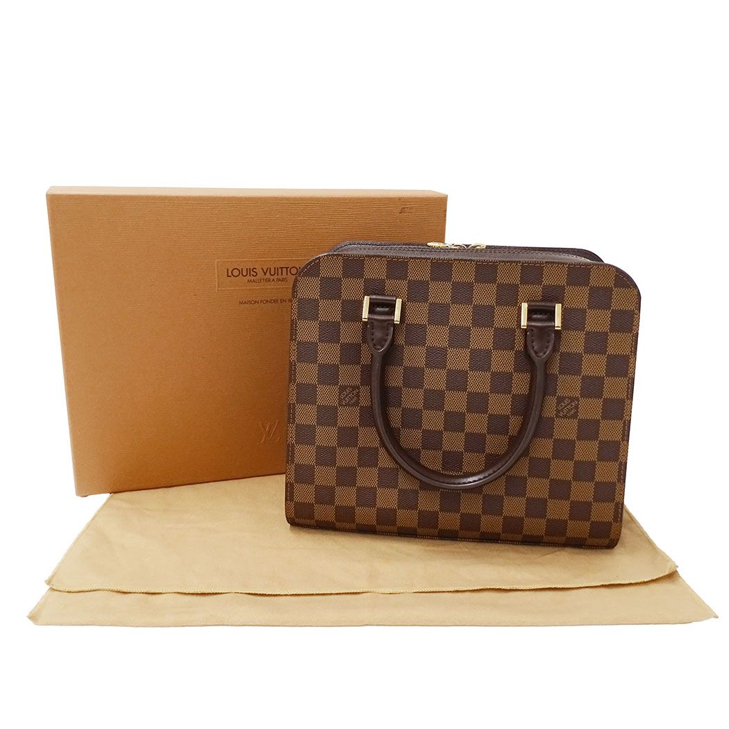 Louis Vuitton Bag Handbag Damier Canvas Triana Brown Handle Adult Outing