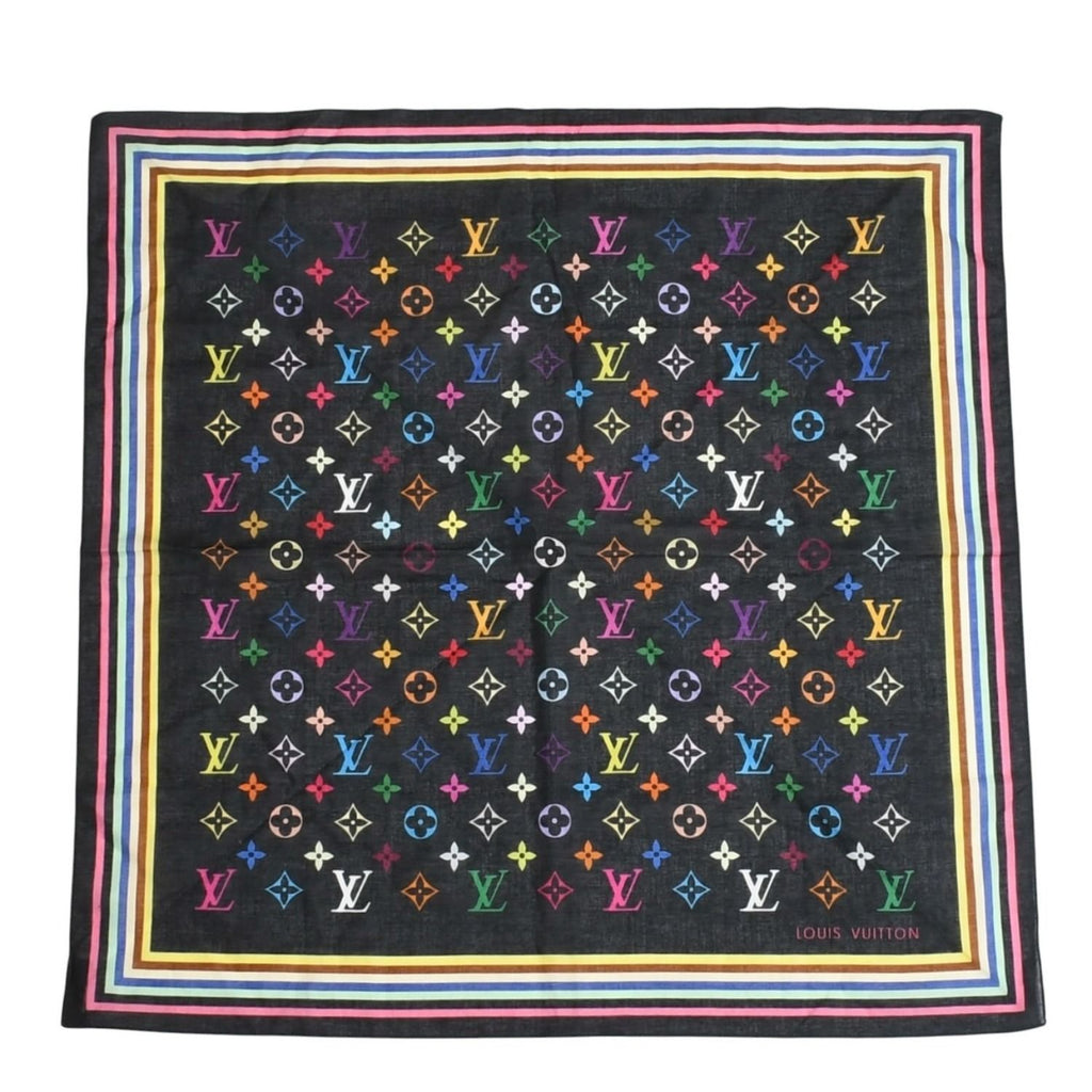 Louis Vuitton Handkerchief Scarf Multicolor I Love Monogram Takashi Murakami