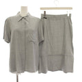 Chanel CC Logo Set Top and Bottom Shirt Blouse Short Sleeve Flare Skirt Knee