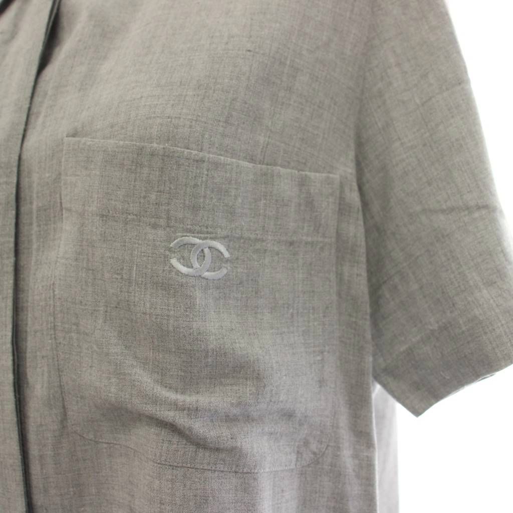 Chanel CC Logo Set Top and Bottom Shirt Blouse Short Sleeve Flare Skirt Knee — view 8