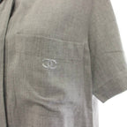 Chanel CC Logo Set Top and Bottom Shirt Blouse Short Sleeve Flare Skirt Knee — view 8