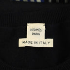 Hermes Cashmere Knit Docking Silk Dress Long Sleeve 36 Black Multicolor — view 4