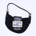 Fendi Handbag Mini Croissant Mini Mamma Pouch Case Cotton Jersey Leather Black