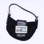 Fendi Handbag Mini Croissant Mini Mamma Pouch Case Cotton Jersey Leather Black