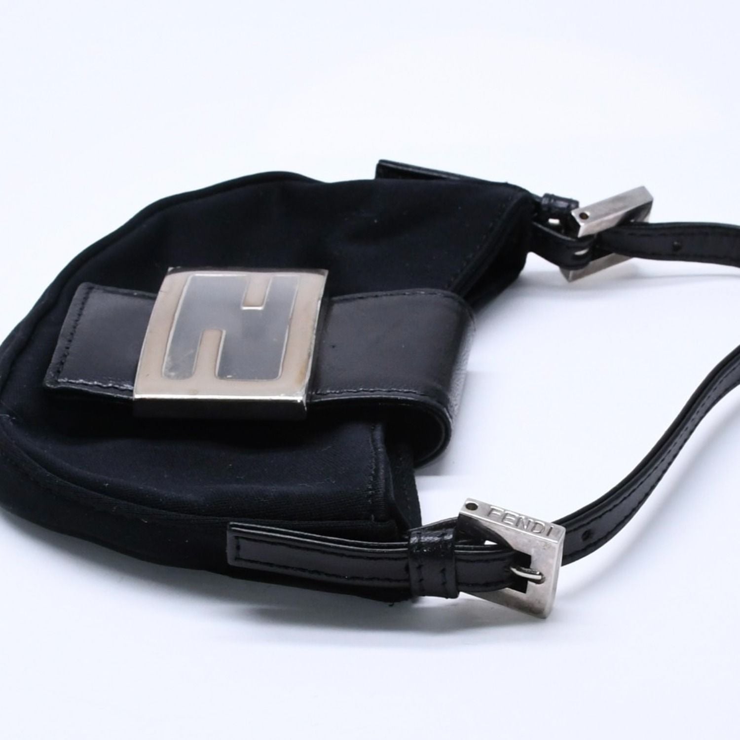 Fendi Handbag Mini Croissant Mini Mamma Pouch Case Cotton Jersey Leather Black — view 6