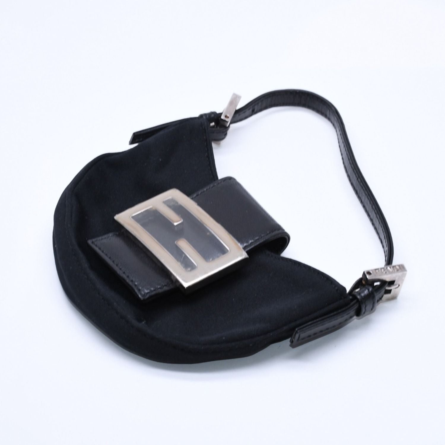 Fendi Handbag Mini Croissant Mini Mamma Pouch Case Cotton Jersey Leather Black — view 3