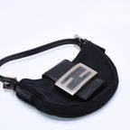 Fendi Handbag Mini Croissant Mini Mamma Pouch Case Cotton Jersey Leather Black — view 4