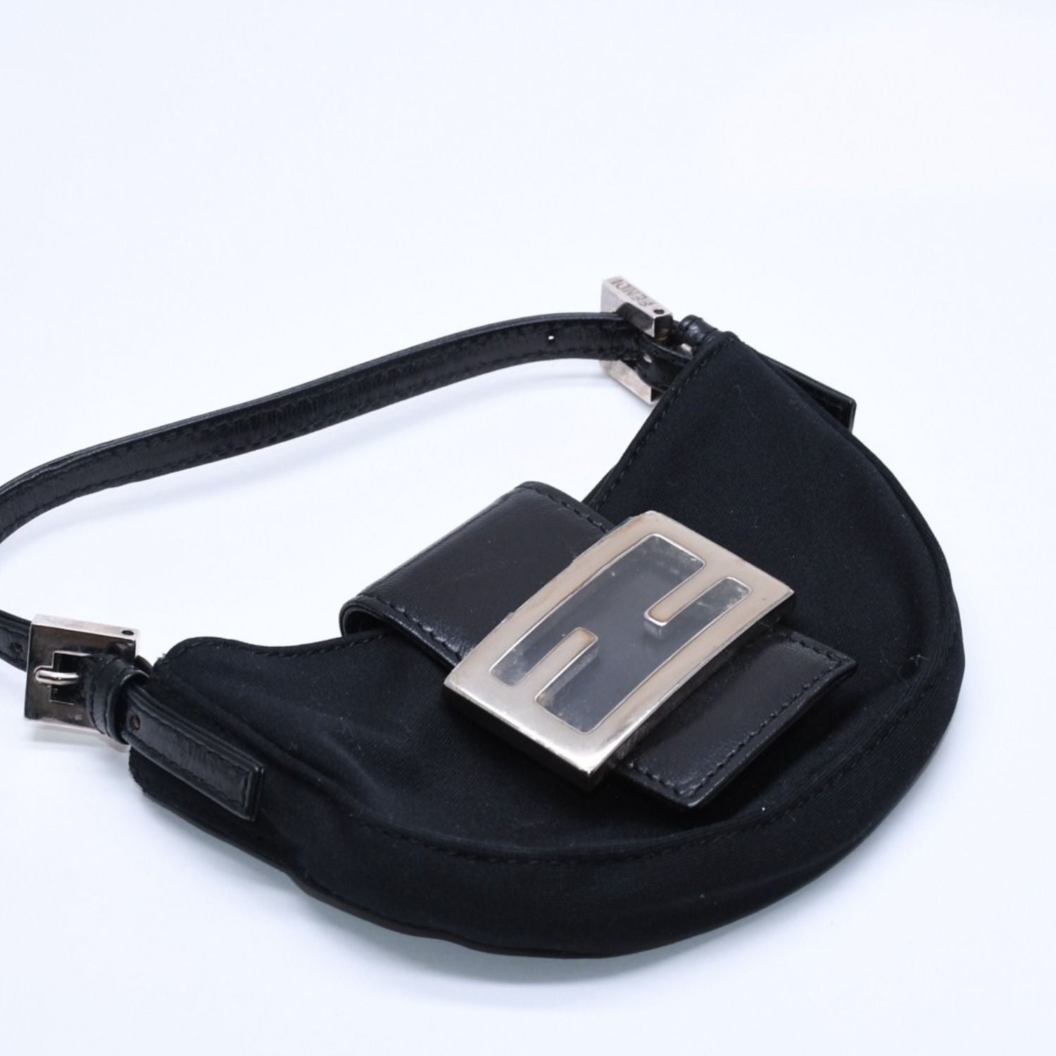 Fendi Handbag Mini Croissant Mini Mamma Pouch Case Cotton Jersey Leather Black — view 4