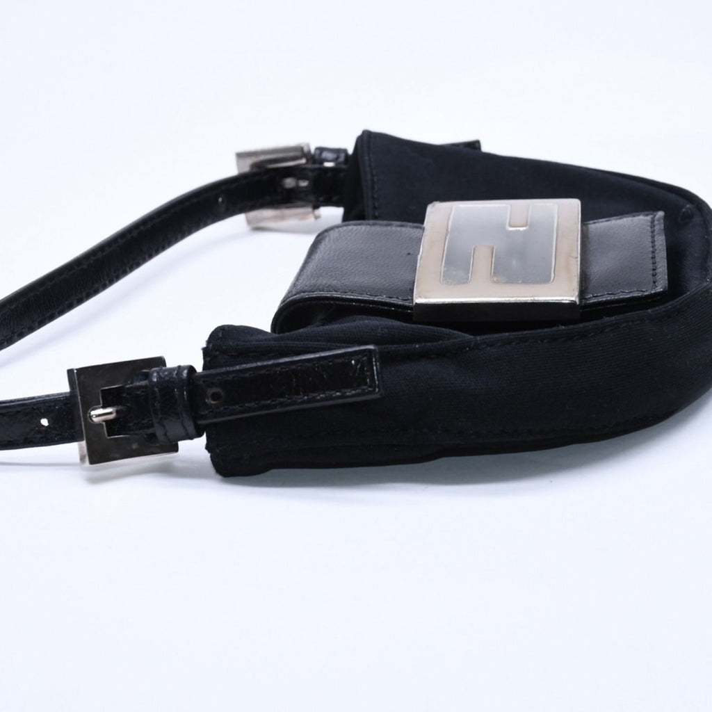 Fendi Handbag Mini Croissant Mini Mamma Pouch Case Cotton Jersey Leather Black — view 5