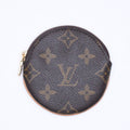 Louis Vuitton Porte Monnaie Rond Coin Purse Monogram Canvas Brown Case Gold