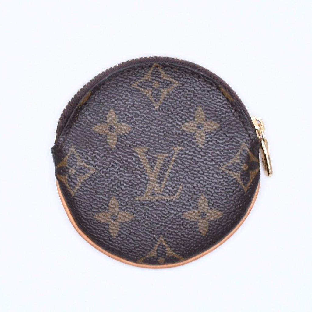 Louis Vuitton Porte Monnaie Rond Coin Purse Monogram Canvas Brown Case Gold — view 2