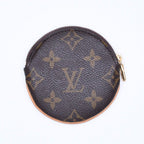 Louis Vuitton Porte Monnaie Rond Coin Purse Monogram Canvas Brown Case Gold — view 2