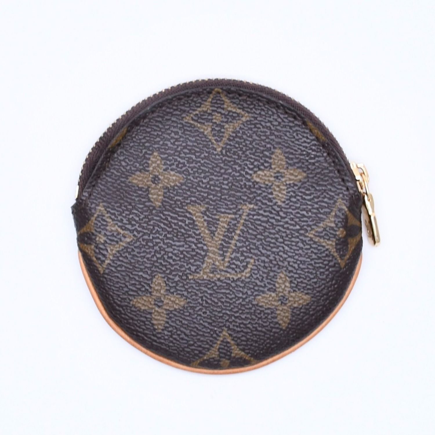 Louis Vuitton Porte Monnaie Rond Coin Purse Monogram Canvas Brown Case Gold — view 2