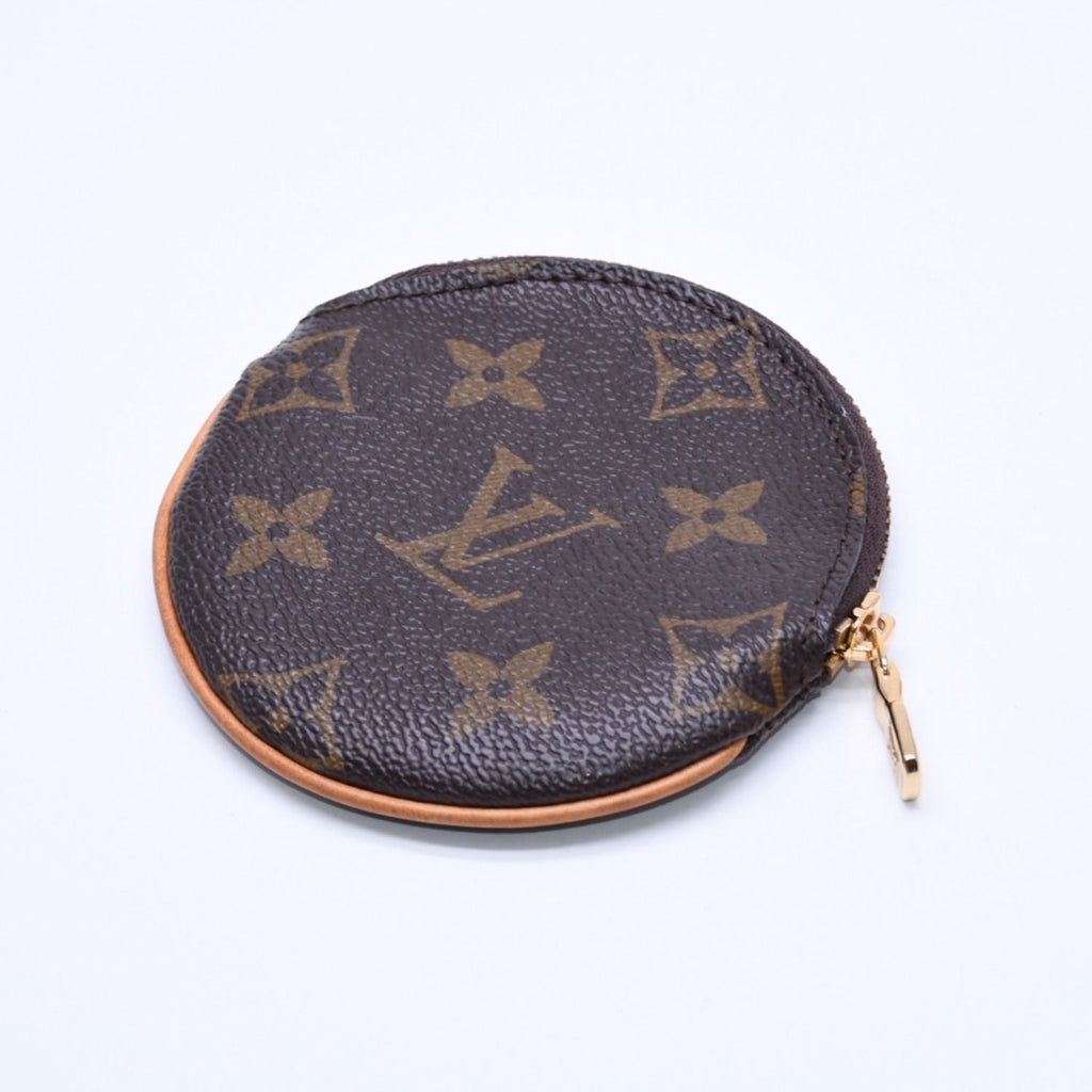 Louis Vuitton Porte Monnaie Rond Coin Purse Monogram Canvas Brown Case Gold — view 3