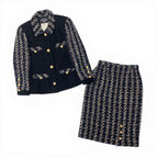 Chanel Vintage Tweed Skirt Jacket & Set CC Logo Gold Button — view 2