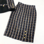 Chanel Vintage Tweed Skirt Jacket & Set CC Logo Gold Button — view 4