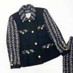 Chanel Vintage Tweed Skirt Jacket & Set CC Logo Gold Button — view 3