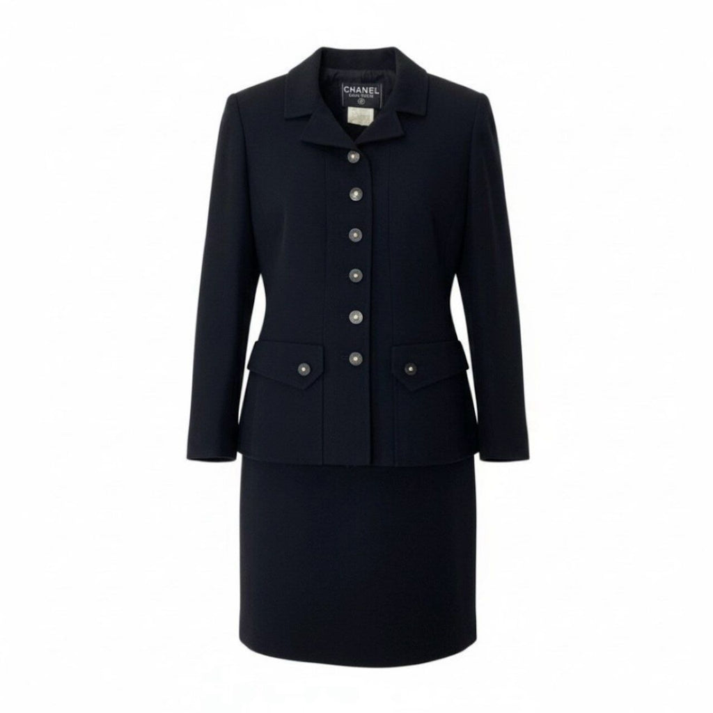 Chanel Vintage Skirt Set Tailored Jacket Silk Set