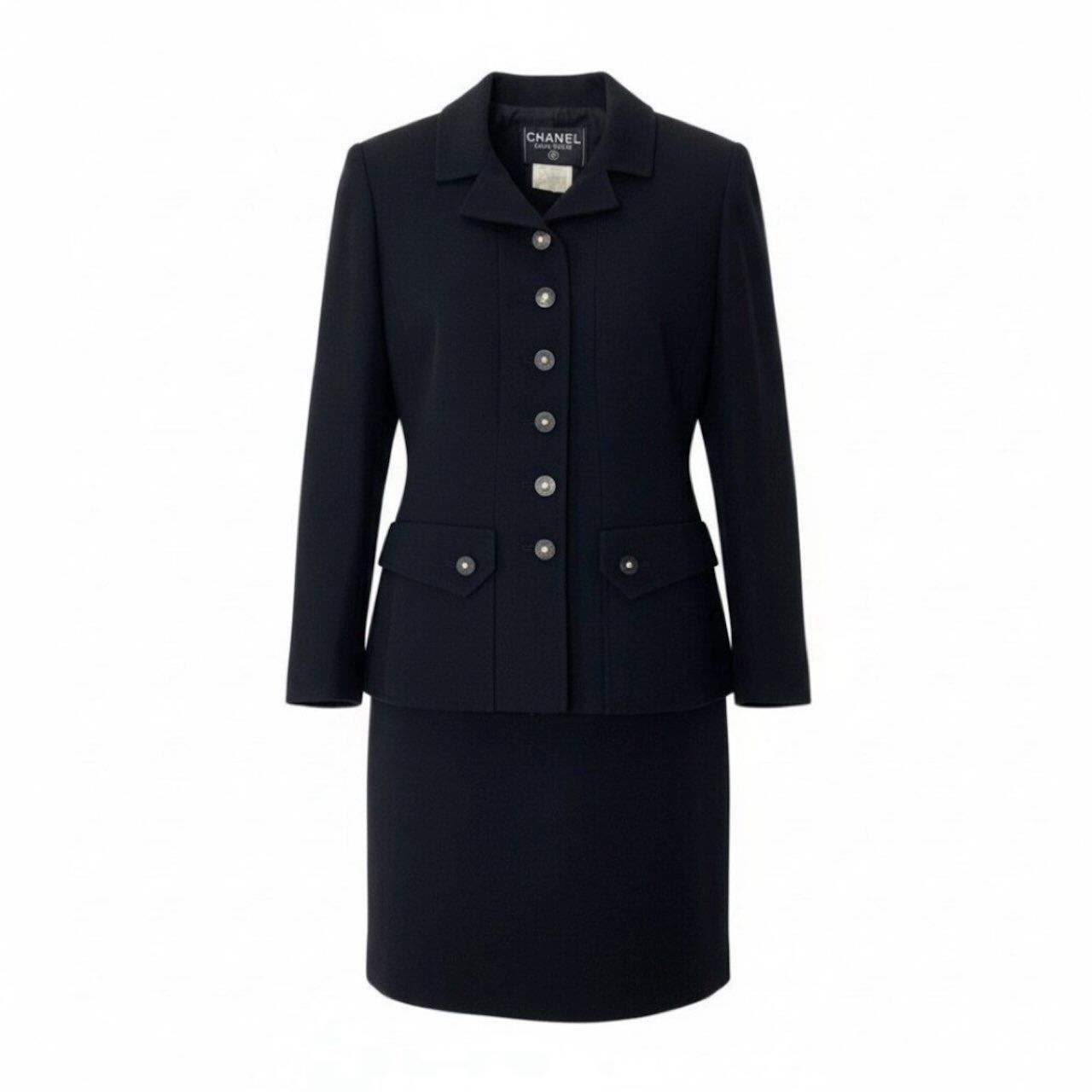 Chanel Vintage Skirt Set Tailored Jacket Silk Set