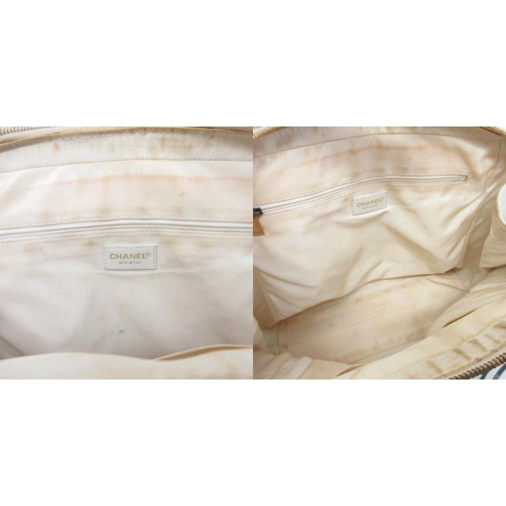 Chanel CC Logo Wild Stitch Tote Bag Quilted Gold Leather